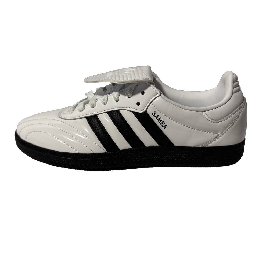 adidas Samba LT Glossy White Patent Leather Women Size 6.5 Fold Tongue JI2706